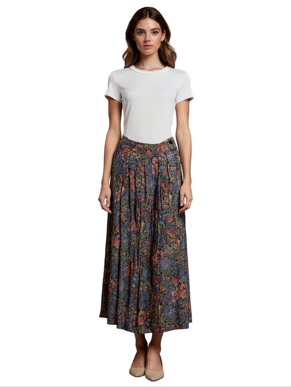 Giorgio Sant' Angelo Vintage Floral Tapestry Print Maxi Skirt Boho Size 12